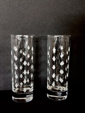 Courvoisier Highball Cocktail Glasses 6" Etched CV Napoleon Cognac Logo Set of 2